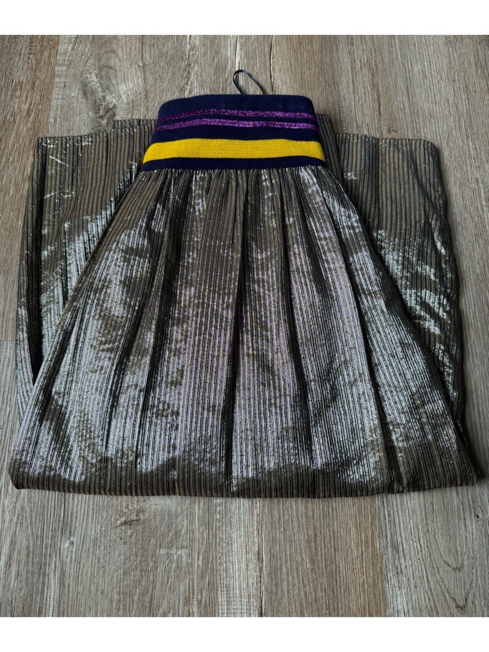 J. McLaughlin Theda Metallic Bronze Pleated Midi Skirt Multi Color Purple Size S - Picture 13 of 13
